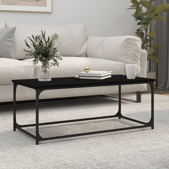 vidaXL Sohvapöytä musta 102x50x40 cm tekninen puu ja rauta