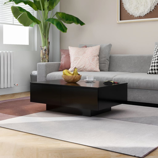 vidaXL Sohvapöytä musta 90x60x31 cm lastulevy