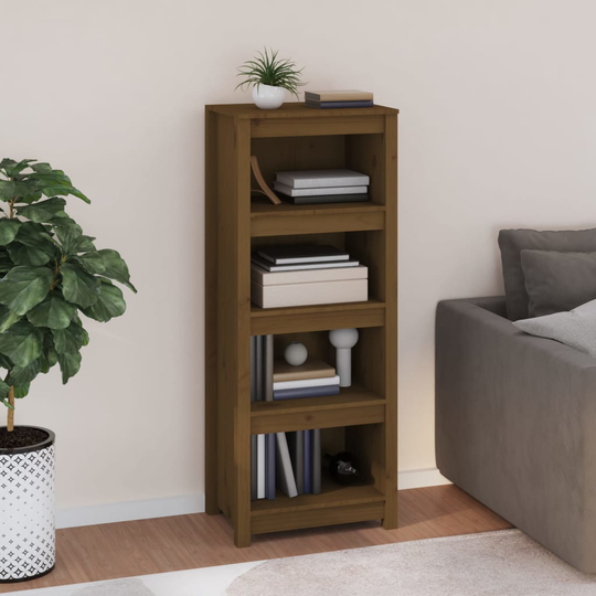 vidaXL Kirjahylly hunajanruskea 50x35x125,5 cm täysi mänty