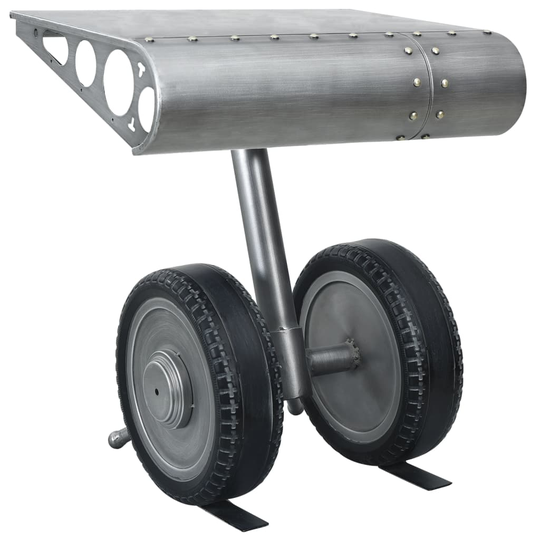 321463 vidaXL Side Table with Wheels Design Silver and Black 53x40x60 cm Iron