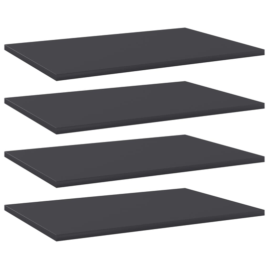 vidaXL Kirjahyllytasot 4 kpl harmaa 60x40x1,5 cm lastulevy