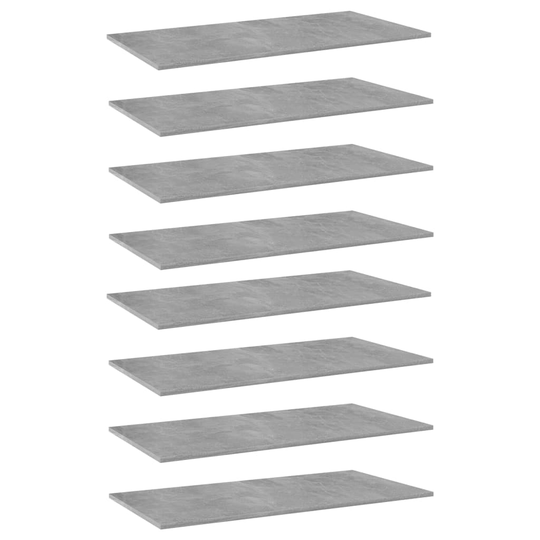 vidaXL Kirjahyllytasot 8 kpl betoninharmaa 80x20x1,5 cm lastulevy