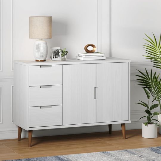 vidaXL Sivupöytä MOLDE valkoinen 113x40x80 cm täysi mänty