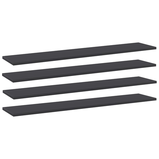 vidaXL Kirjahyllytasot 4 kpl harmaa 100x20x1,5 cm lastulevy