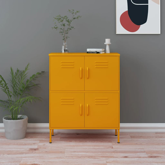 vidaXL Varastokaappi sinapinkeltainen 80x35x101,5 cm teräs