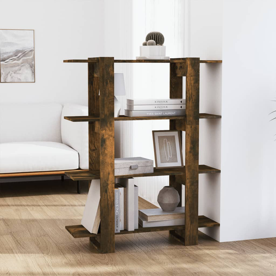 vidaXL Kirjahylly/tilanjakaja savutammi 100x30x123,5 cm