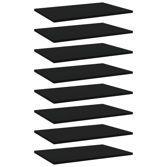 vidaXL Kirjahyllytasot 8 kpl musta 60x40x1,5 cm lastulevy