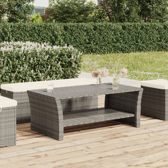 vidaXL Sohvapöytä harmaa 100x50x40 cm polyrottinki