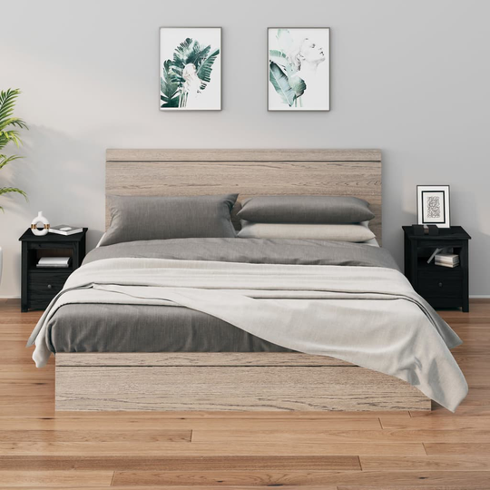 vidaXL Yöpöydät 2 kpl musta 40x35x49 cm täysi mänty