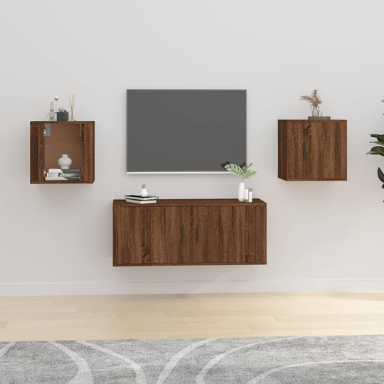vidaXL Seinäkiinnitettävät TV-tasot 2 kpl ruskea tammi 40x34,5x40 cm
