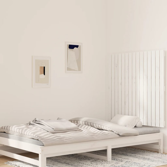 vidaXL Sängynpääty seinälle valkoinen 95,5x3x90 cm täysi mänty