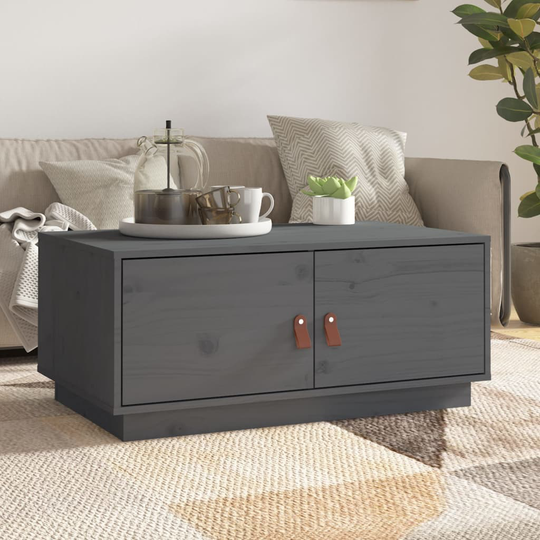 vidaXL Sohvapöytä harmaa 80x50x35 cm täysi mänty