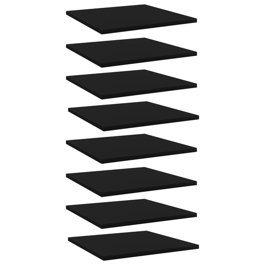 vidaXL Kirjahyllytasot 8 kpl musta 40x40x1,5 cm lastulevy