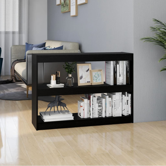 vidaXL Kirjahylly/tilanjakaja musta 100x30x71,5 cm täysi mänty