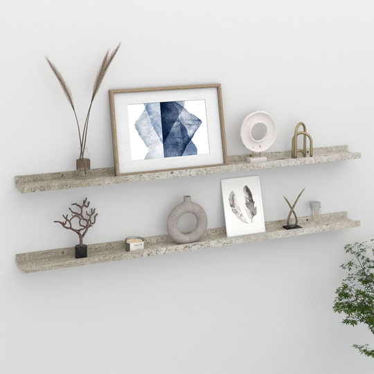 vidaXL Seinähyllyt 2 kpl betoninharmaa 115x9x3 cm