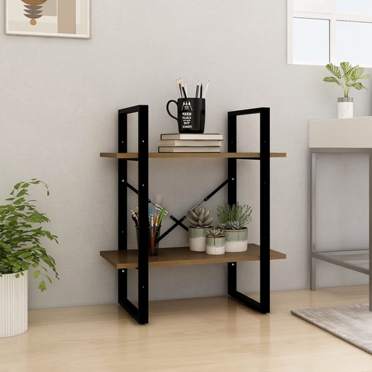vidaXL 2-tasoinen kirjahylly hunajanruskea 60x30x70 cm täysi mänty