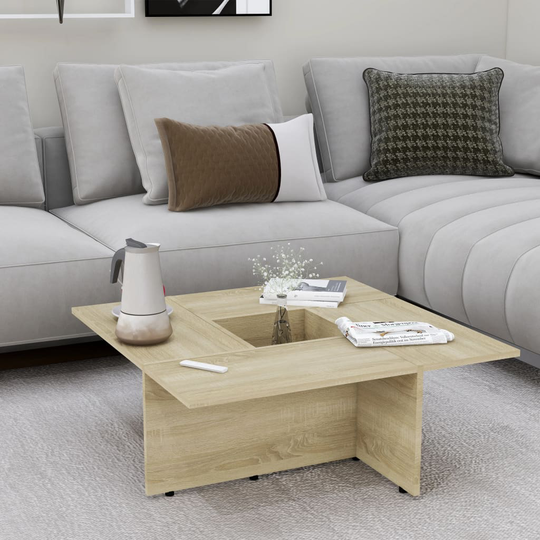 vidaXL Sohvapöytä Sonoma-tammi 79,5x79,5x30 cm lastulevy
