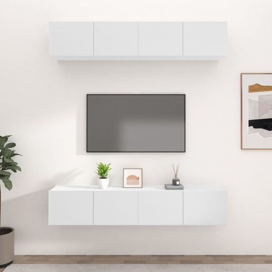 vidaXL TV-kaapit 4 kpl valkoinen 80x30x30 cm tekninen puu