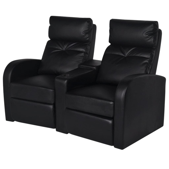 242000 vidaXL Recliner 2-seat Artificial Leather Black