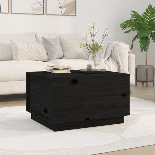 vidaXL Sohvapöytä musta 60x50x35 cm täysi mänty