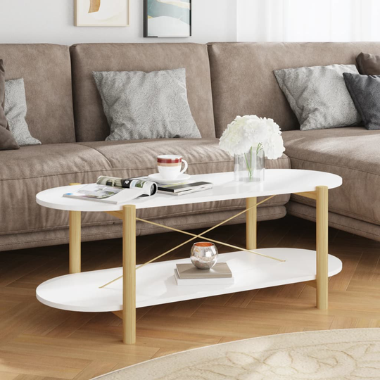 vidaXL Sohvapöytä valkoinen 110x48x40 cm tekninen puu