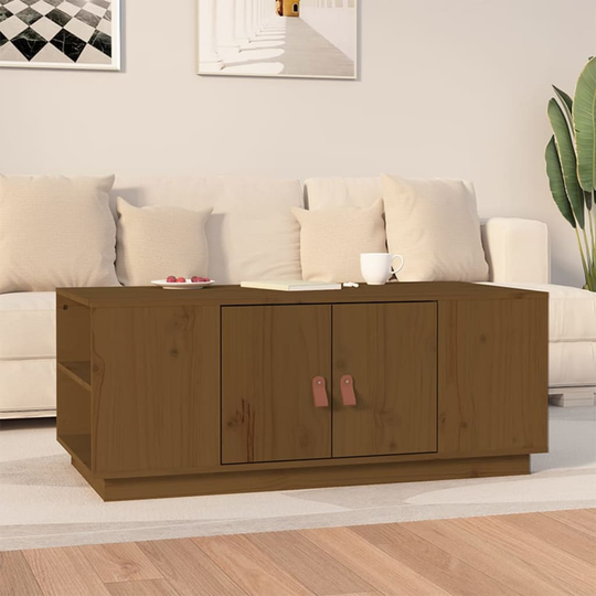 vidaXL Sohvapöytä hunajanruskea 100x50x41 cm täysi mänty