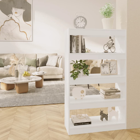 vidaXL Kirjahylly/tilanjakaja valkoinen 80x30x135 cm lastulevy