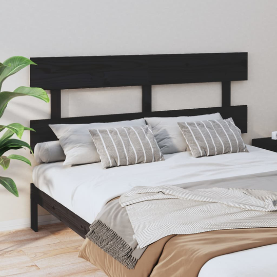 vidaXL Sängynpääty musta 154x3x81 cm täysi mänty