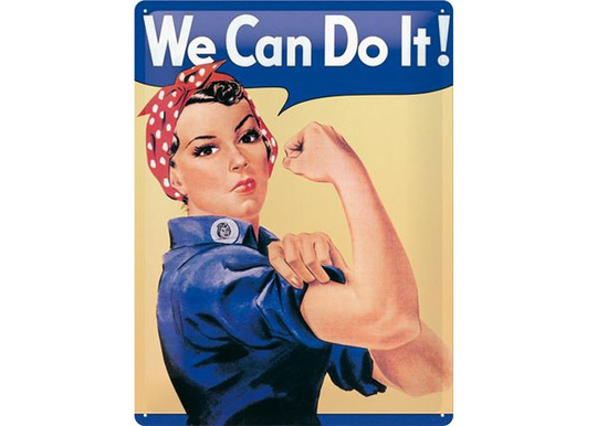 Retro metallitaulu We can do it! 15x20cm
