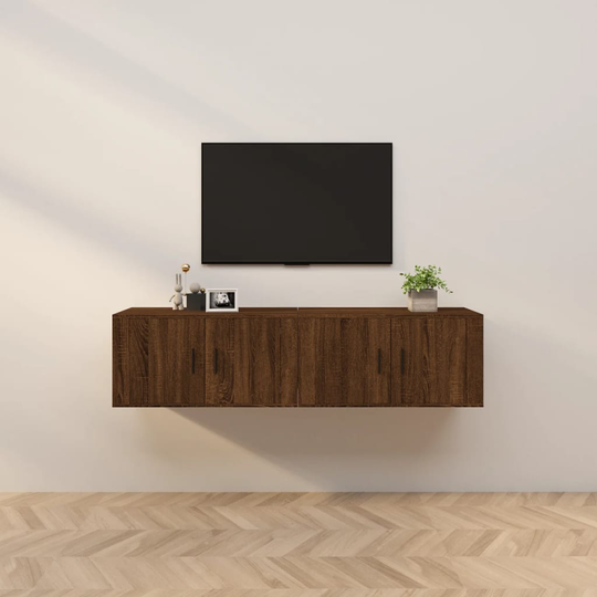 vidaXL Seinäkiinnitettävät TV-kaapit 2 kpl ruskea tammi 80x34,5x40 cm