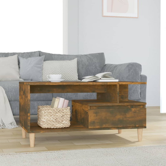 vidaXL Sohvapöytä savutammi 90x49x45 cm tekninen puu