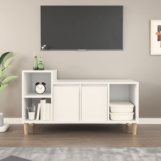 vidaXL TV-taso valkoinen 100x35x55 cm tekninen puu