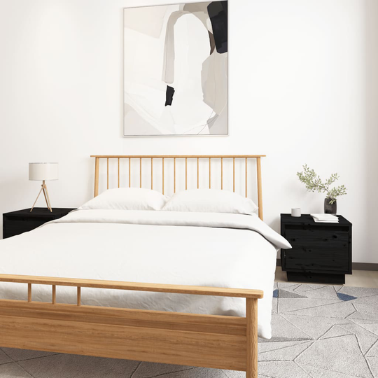 vidaXL Yöpöydät 2 kpl musta 35x34x32 cm täysi mänty