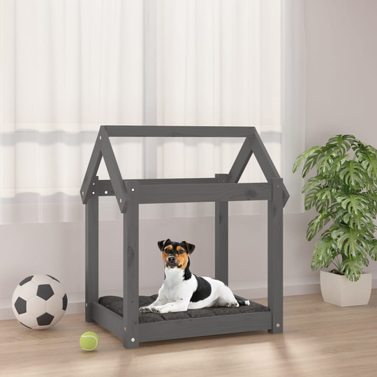 vidaXL Koiransänky harmaa 61x50x70 cm täysi mänty