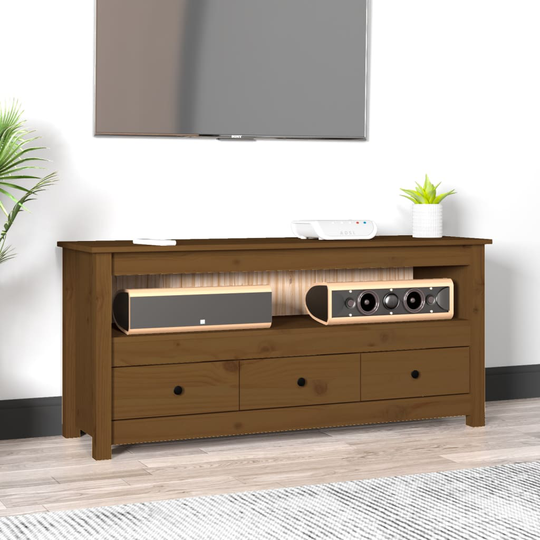 vidaXL TV-taso hunajanruskea 114x35x52 cm täysi mänty