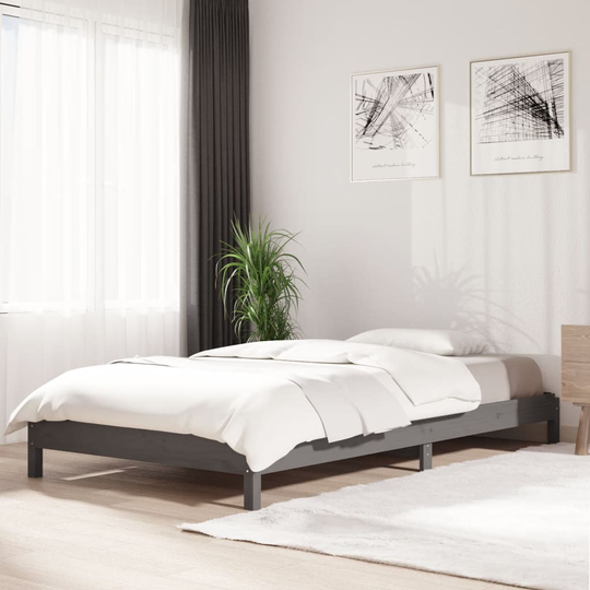 vidaXL Pinottava sänky harmaa 80x200 cm täysi mänty