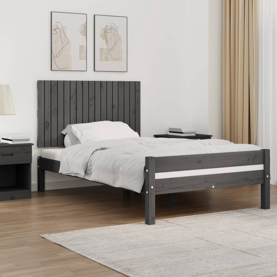 vidaXL Sängynpääty seinälle harmaa 108x3x60 cm täysi mänty