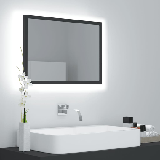 vidaXL LED-kylpyhuonepeili harmaa 60x8,5x37 cm akryyli
