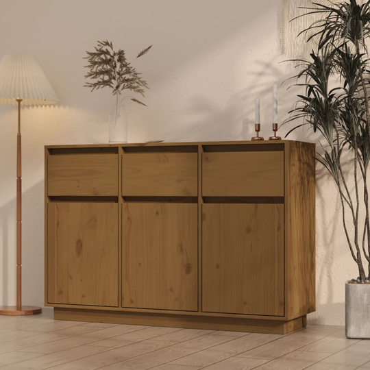 vidaXL Senkki hunajanruskea 110x34x75 cm täysi mänty