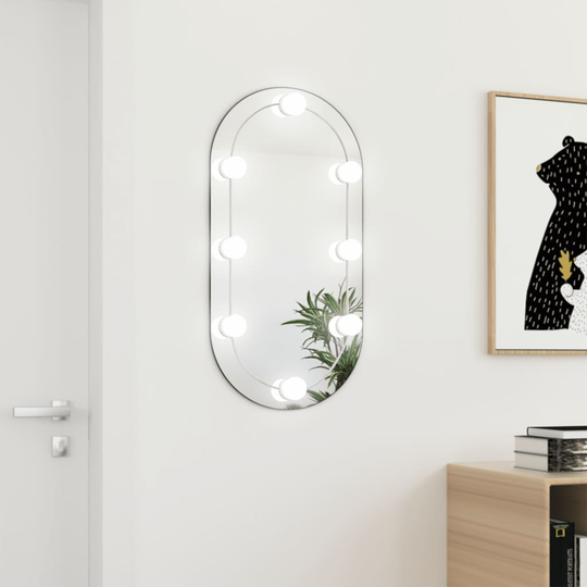 vidaXL Peili LED-valoilla 80x40 cm lasi soikea