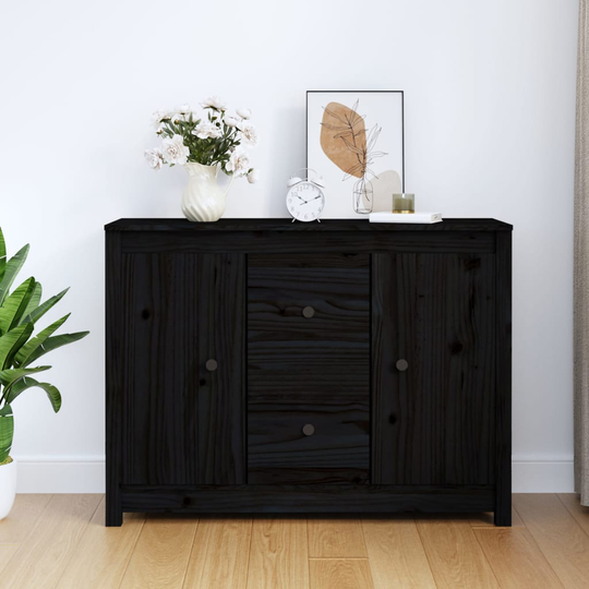 vidaXL Senkki musta 100x35x74 cm täysi mänty