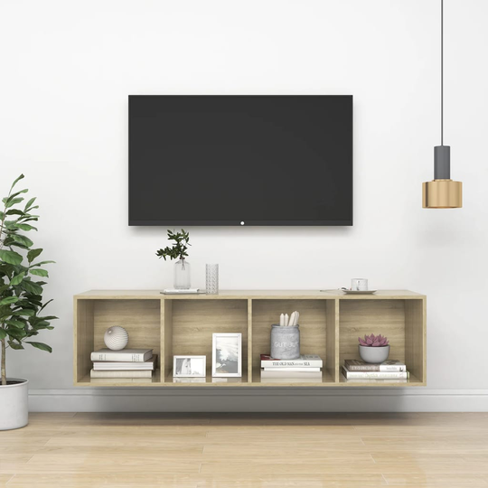 vidaXL Seinäkiinnitettävä TV-taso Sonoma-tammi 37x37x142,5 cm levy
