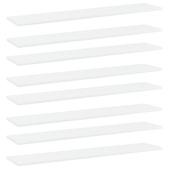 vidaXL Kirjahyllytasot 8 kpl valkoinen 100x20x1,5 cm lastulevy