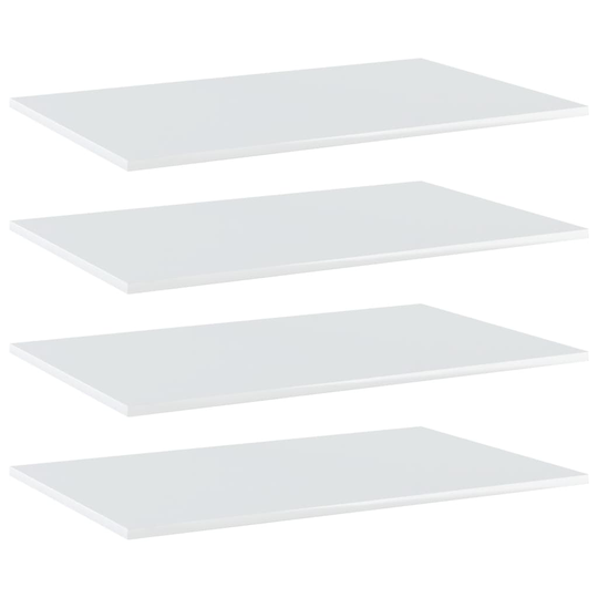 vidaXL Kirjahyllytasot 4 kpl korkeakiilto valk. 80x50x1,5 cm lastulevy