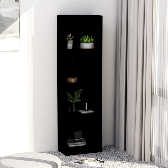 vidaXL 4-tasoinen kirjahylly musta 40x24x142 cm lastulevy