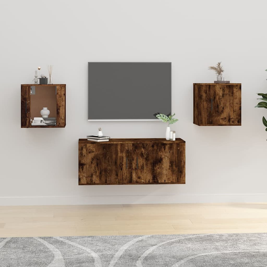 vidaXL Seinäkiinnitettävät TV-tasot 2 kpl savutammi 40x34,5x40 cm