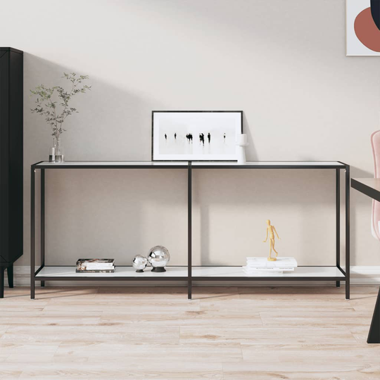 vidaXL Konsolipöytä valkoinen 180x35x75,5 cm karkaistu lasi
