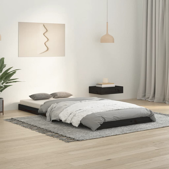 vidaXL Sängynrunko musta 90x200 cm täysi mänty