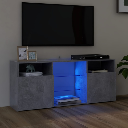vidaXL TV-taso LED-valoilla betoninharmaa 120x30x50 cm