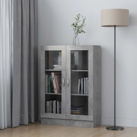 vidaXL Vitriinikaappi betoninharmaa 82,5x30,5x115 cm lastulevy